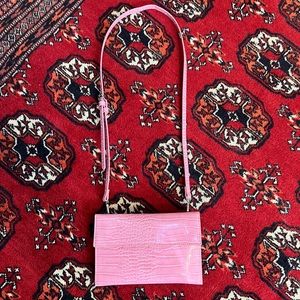 Pink Crocodile Crossbody Bag